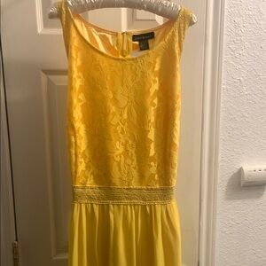 Ashley Stewart Sunny Yellow Lace Midi Dress